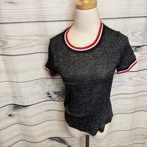 Purple Snow Black Tee with Red and White Trim
